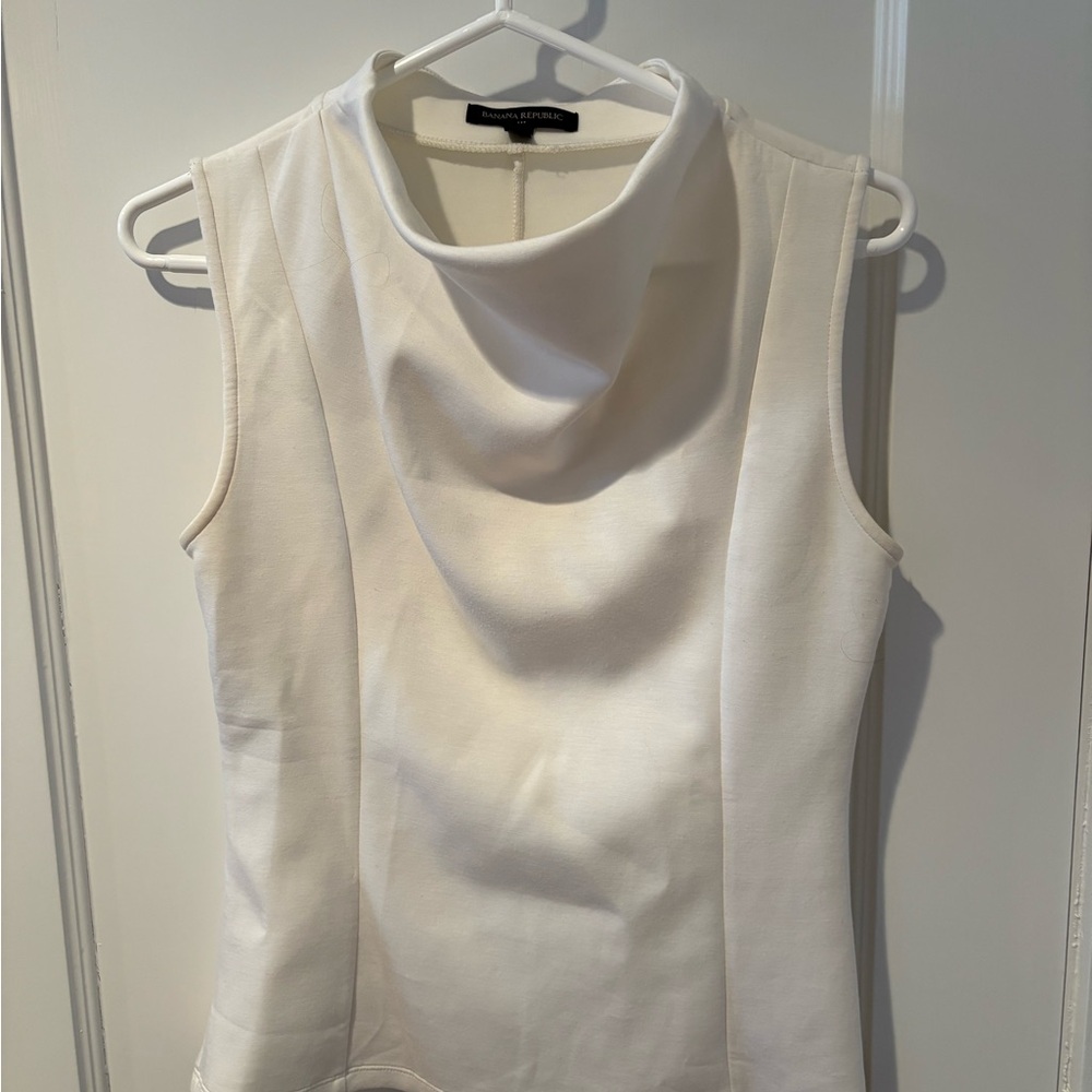 Banana Republic Cream Draped Neck Sleeveless Blouse